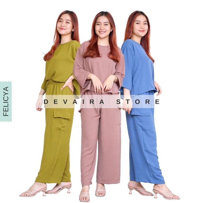One set Crinkle airflow wanita premium viral/trending/kekinian/bahan crinkle/baju murah / bagus Atas
