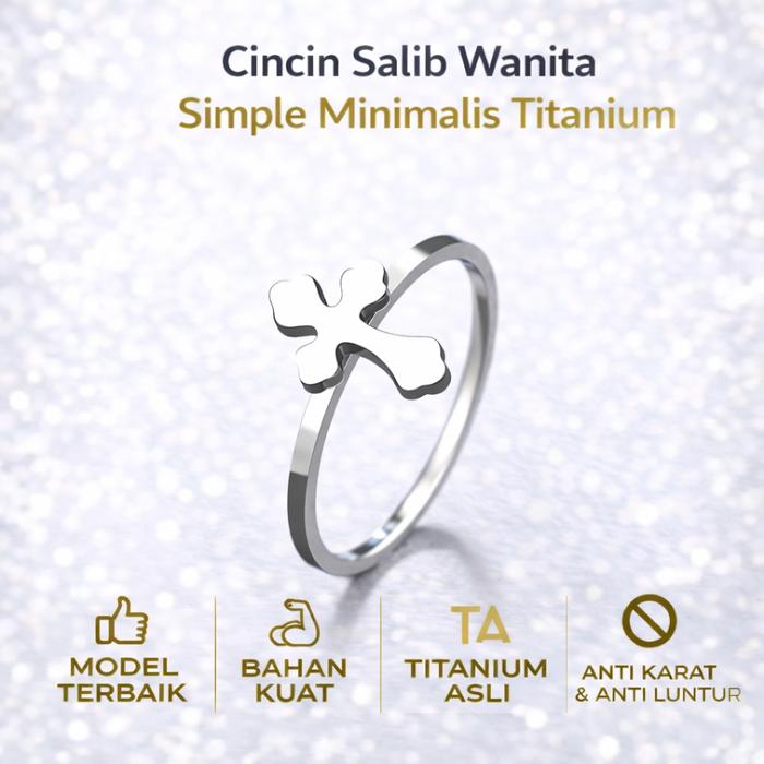 Cincin Salib Titanium Wanita Kristen - Aksesoris Rohani Kristen