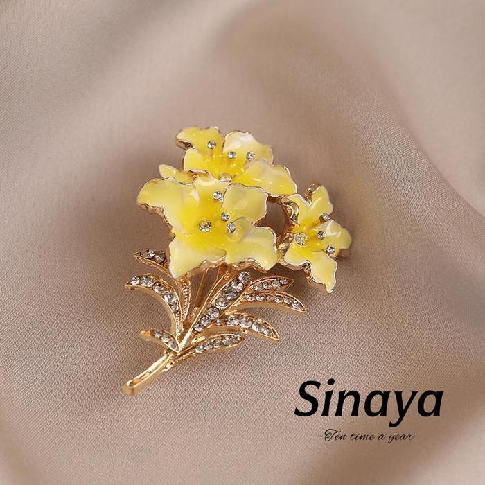 [Sinaya] Peniti Saklar BungaCantik Kuning Lembut Berkilat Berkesan Mewah Mewah Kualitas Tinggi Trend