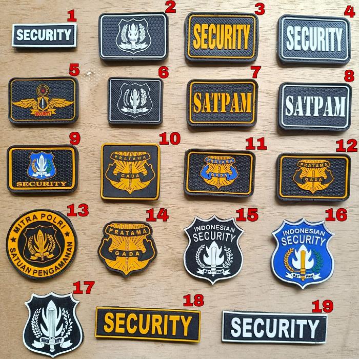 patch rubber logo security satpam gada pratama tempelan aksesoris emblem karet
