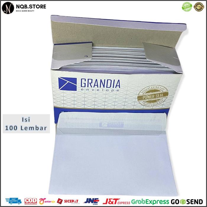 NQB - Amplop Polos Putih GRANDIA isi 100 Lembar Dengan Lem Perekat - Envelope Kode 104 Kondangan Sum