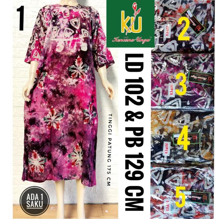 Sd KUH-Daster Panjang Batik Kencana Ungu Label Hitam Super - Longdress Tangan Lengan 7/8