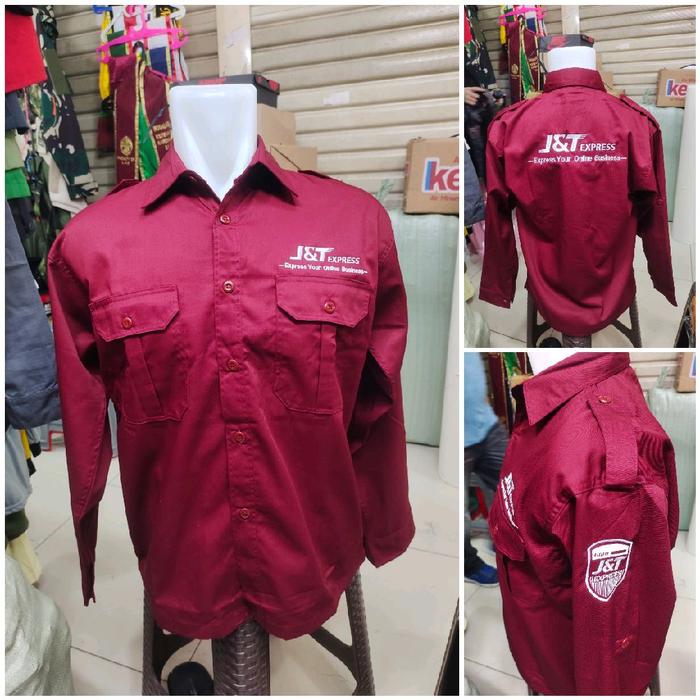 Baju Seragam JNT Express - Kemeja Kerja JNT Express Full Bordir Lengan Panjang dan Lengan Pendek