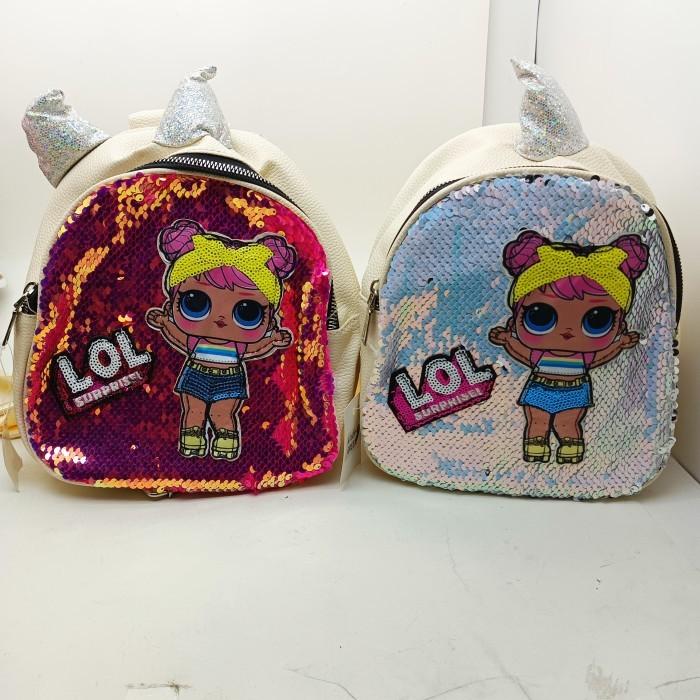 Tas Ransel Anak Perempuan / Tas Paud / Tas TK / Tas LOL suprise / Ransel  LOL Sequin Usap
