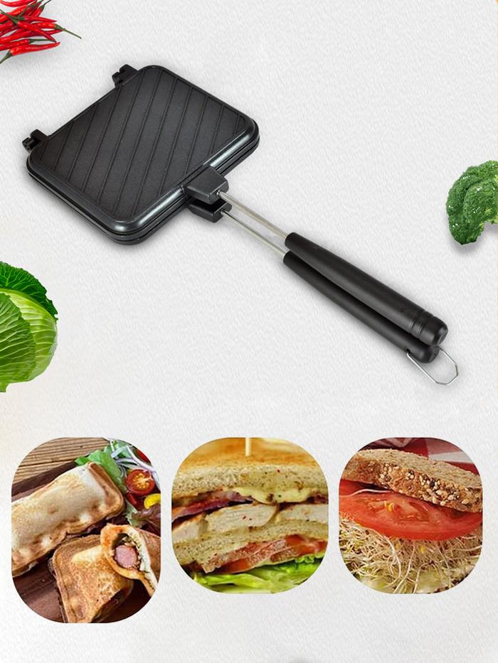 Aluminum Double Sided Frying Pan Sandwich Maker Non-stick Grilled Sandwich and Panini Maker Pan Flip