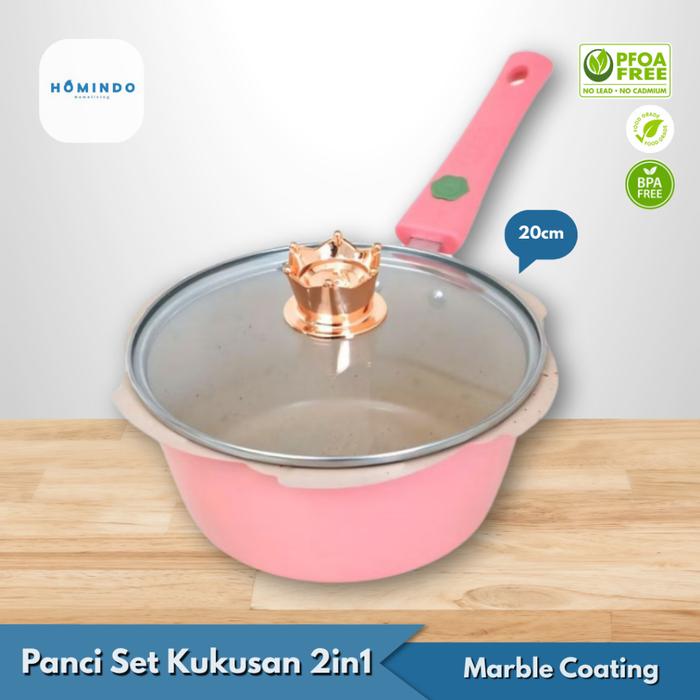 [COD] HOMINDO Panci Set Bayi 4 Pcs Coating Granit Wajan Keramik Food Grade