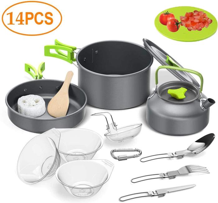 Outdoor Camping Cookware Set Camping Pan Kettle Set Folding Tableware