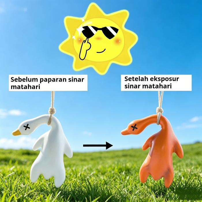 Liontin bebek panggang gaya Nordik, ornamen berubah warna, dekorasi mobil bebek panggang berubah war