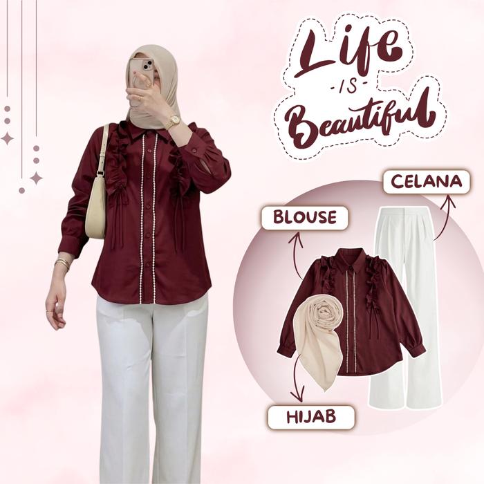 Outfit Hijab OOTD Kekinian Terbaru (BLOUSE_CELANA_HIJAB),OOTD Outfit Setelan Wanita MSB63