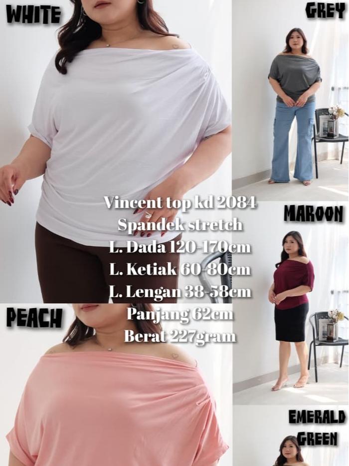 Vincent Bigsize Sabrina Top kd 2084 | Atasan Jumbo one shoulder Wanita stretch fashion
