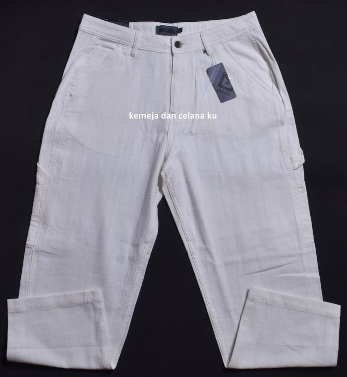 Celana Panjang Pria Chinos DETAILS Putih Teksture Celana Cargo Gombrong DET 91 #Celana Murah Dewasa