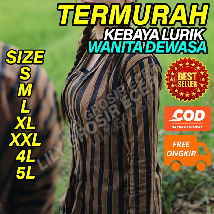 TERLARIS Kebaya Lurik Wanita Model Kutubaru – Baju Adat Jawa Surjan Lurik Jogja Solo | Bahan Tenun T