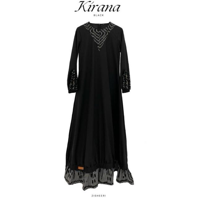 Zisheeri Kirana Gamis Ied Series Tenun Warna Teratoca dan Black Muslim Wanita