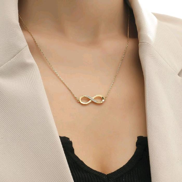 Kalung Titanium Wanita Desaign Infinity Mewah Elegant Aksesoris Fashion Anti Karatan Dan Tidak Luntu