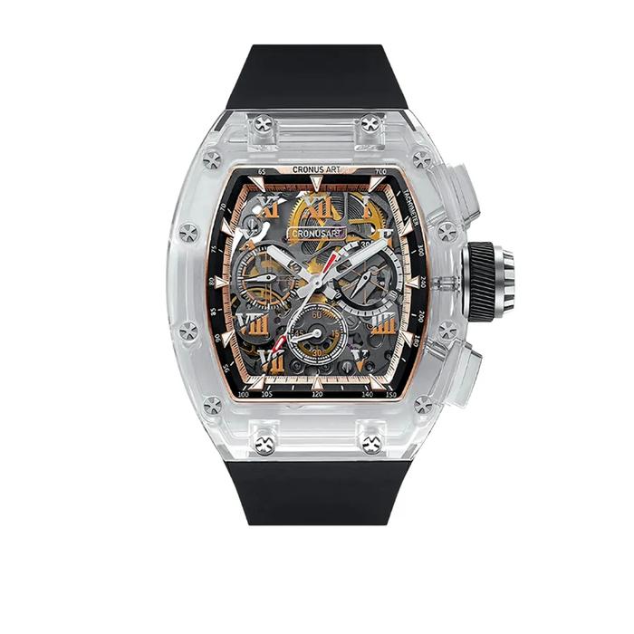 Jam Tangan Cronus Art Time Tunnel Extreme Brilliant Series Black Rubber