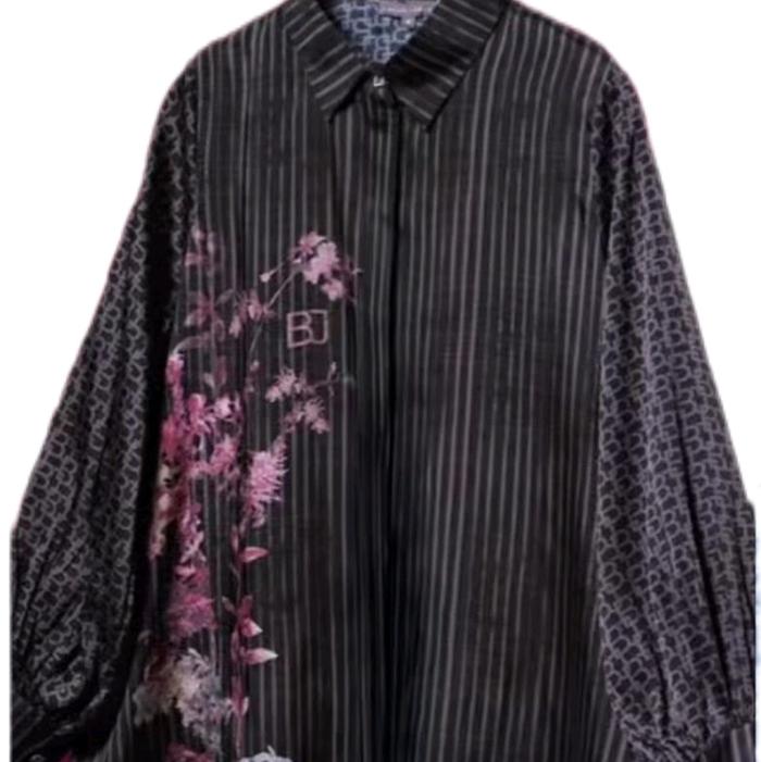 basic shirt dark viola monogram benang jarum