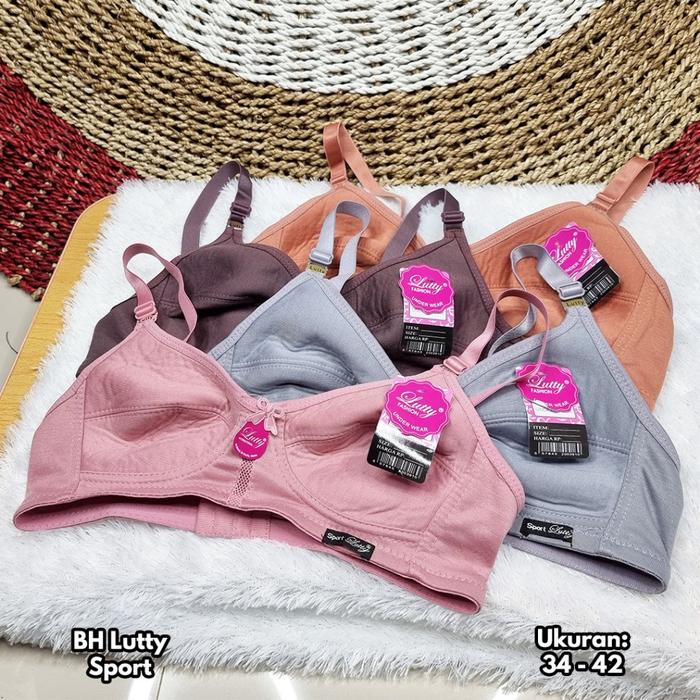 3 Pcs BH Lutty Sport Tanpa Busa Kait 2 dan Kait 3 Sport Bra Lutty BRA Lutty Sport