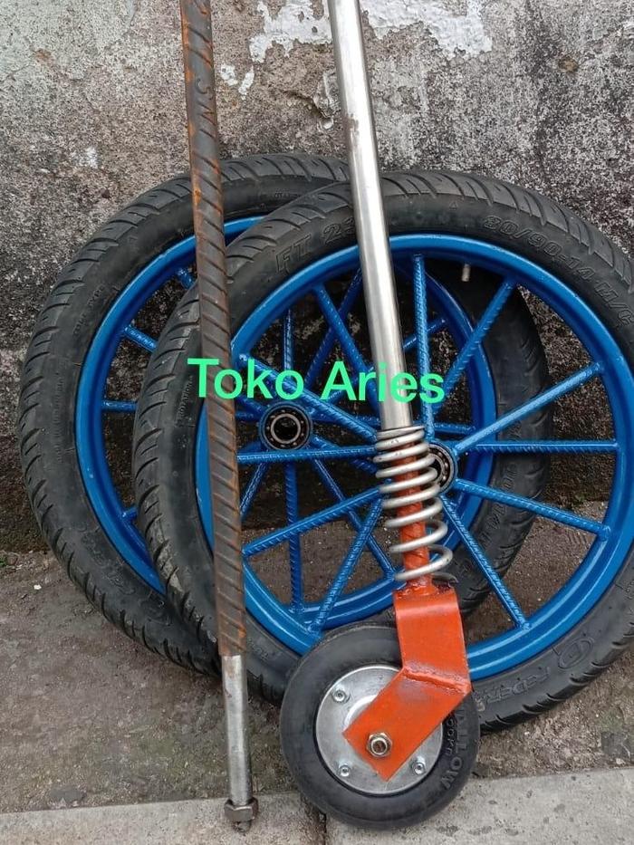 Roda gerobak Behel Mio Ring 14 (Paket Roda Gletrek ban Lori 6inch)