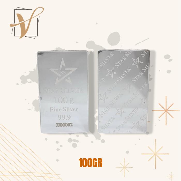 LOGAM MULIA (LM) PERAK NEW - STARSILVER BERAT GRAMASI 100 GRAM