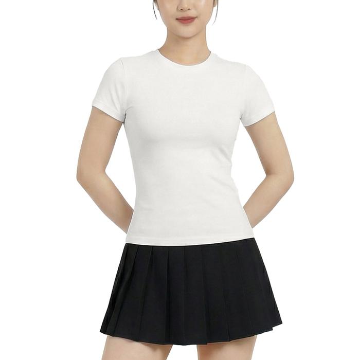 Fit Cotton Cloud Putih Fitted T-shirt Cewek Women Casual Cotton Premium Basic Minimalis Lembut Nyama