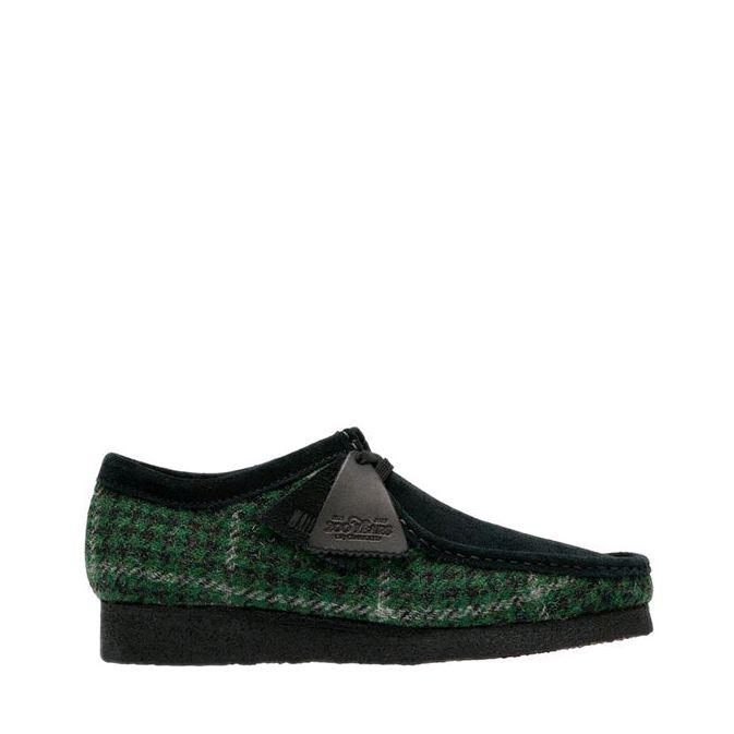 CLARKS Men's Loafers Shoes Wallabee Sepatu Loafers Pria Original - Green Tweed Comb