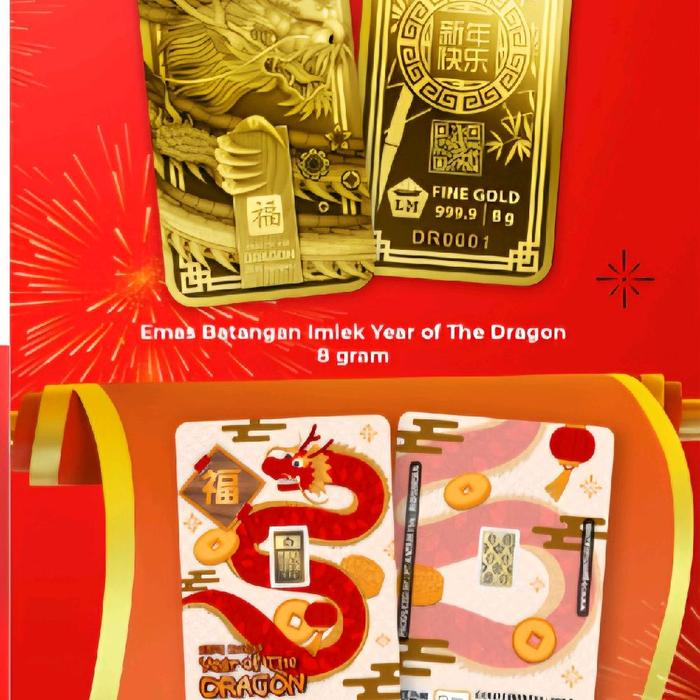 LOGAM MULIA ANTAM IMLEK CNY TAHUN SHIO NAGA 0.5GRAM LIMITED EDITION NO CANTIK 8888G