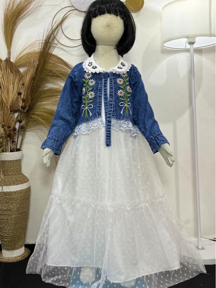 Gamis Anak Daisy Rompi Jeans Bordir Mix Shakila Kombi Brukat Semi Gamis Anak Muslimah Kekinian Usia 