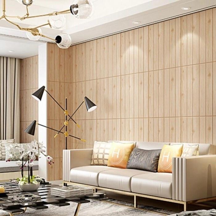 Wallpaper Dinding 3D Foam WallFoam Motif Kupu / Kayu 3D