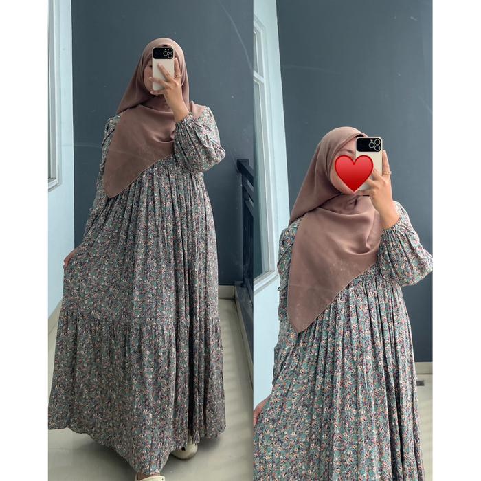 Ready Stok Yumna Dress Smoke / Dress Pantai/ Gamis Dewasa / Dress Terlaris / Gamis Pantai Smoke (At 