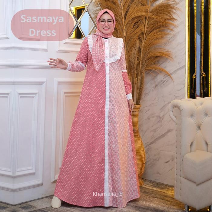 Sasmaya Dress vol 1 by Khanzalia Fashion Muslim Wanita Gamis Batik Modern Kombinasi Katun Premium el