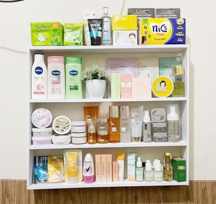 Rak Kutek 4 Susun Rak Nail Art Parfum Tempat Mainan Anak Kosmetik Serbaguna Dinding Paku