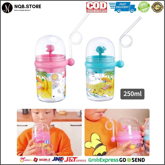NQB - Botol Minum Anak Air Mancur Karakter Lumba-lumba Unik dan Lucu
