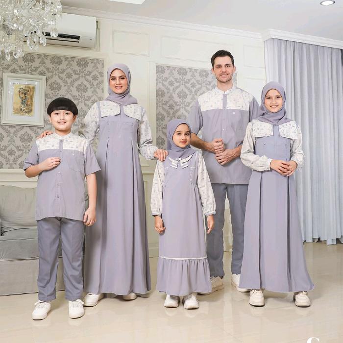 New Sarimbit Ethica 2026 Elfa Lilac Shade Family Set Couple Keluarga Gamis Dewasa Ayumi 569 & Gamis 