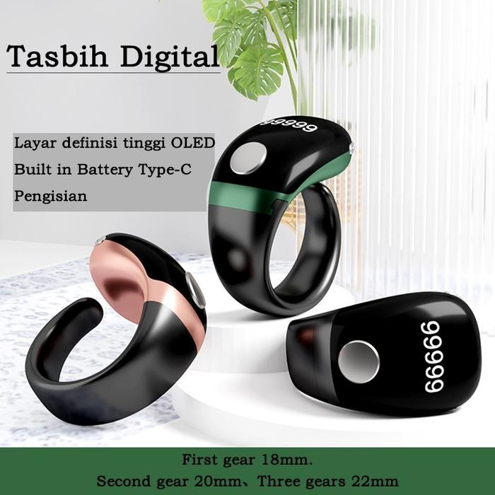 LED Cincin Pintar Zikr Multifungsi Lite - Tasbih Digital Muslim Bluetooth dengan Pengingat Getar dan