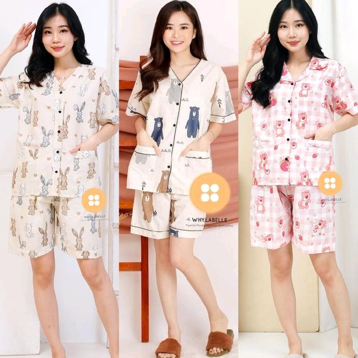 WHY.LABELLE baju tidur piyama katun Jepang busui friendly