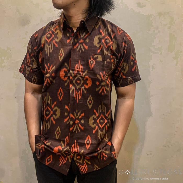 KEMEJA PRIA ENDEK BALI MOTIF KUMIS KUCING|| KEMEJA LENGAN PENDEK PRIA || KEMEJA MOTIF || Kemeja Ende