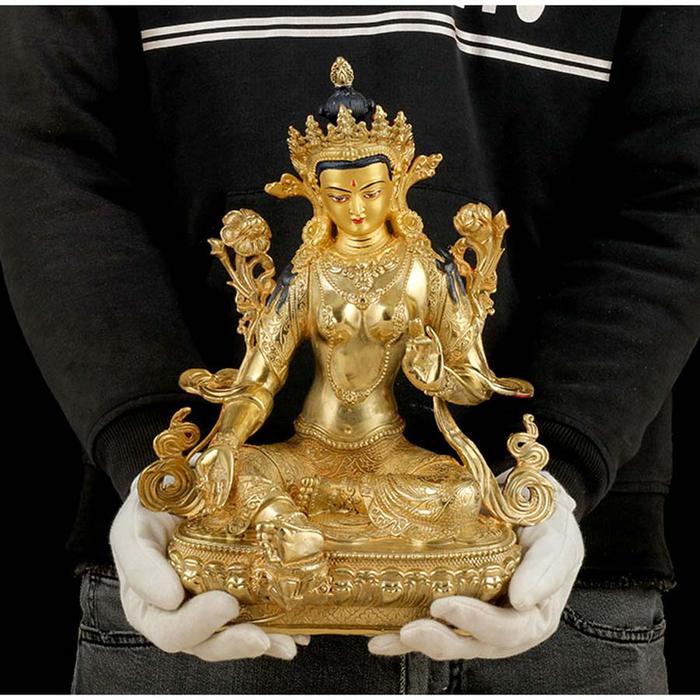 Patung Kuningan BUDDHA Penyepuhan Emas Besar 31CM BUDDHA Rumah