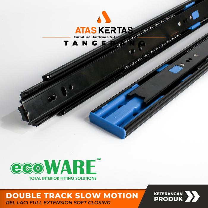 rel laci slowmotion full extension double track hitam ball bearing lebar 45mm