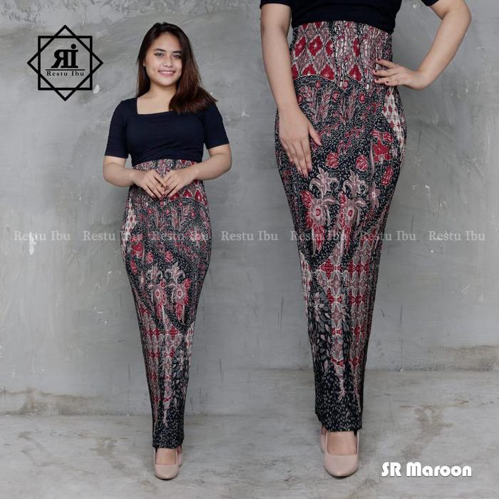 COD Rok Plisket Span Batik Instan Bahan Semi Silk Sutra Premium Bawahan Wanita Kebaya Wisuda Motif A