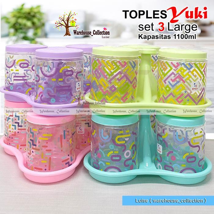 NEW!! Toples YUKI 1100 ml + Nampan Set 5 Large // SET 3 LARGE // TOPLES KUE LEBARAN CANTIK // TOPLE