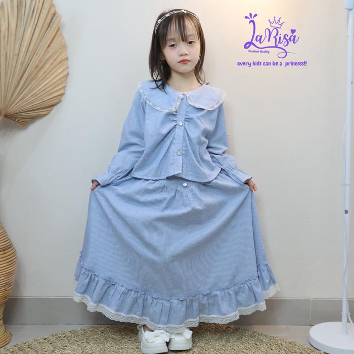 READY YUMNA SET ROK ANAK KOREA KATUN SALUR BY LARISAKIDSWEAROFFICIAL UNTUK USIA 3 HINGGA 8 TAHUN BAJ