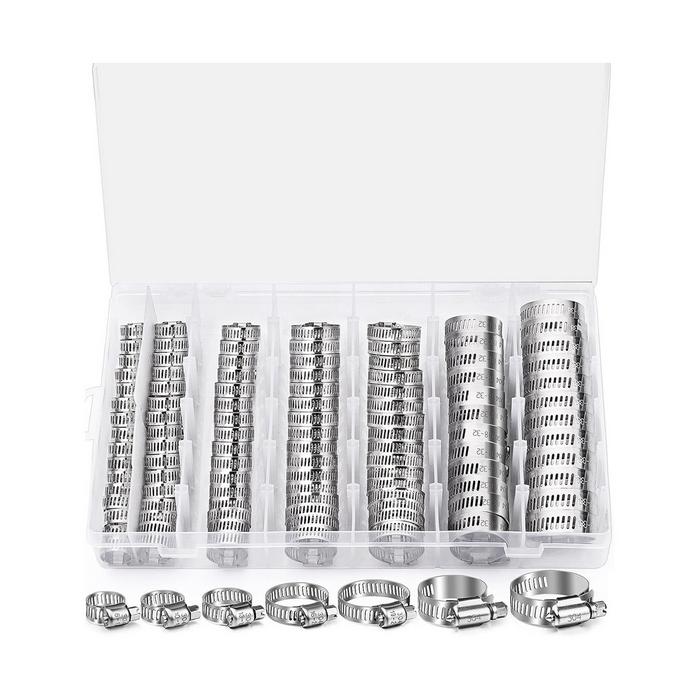 Hose Clamp- 120PCS 304 Stainless Steel Hose Clamp Assortment Kit