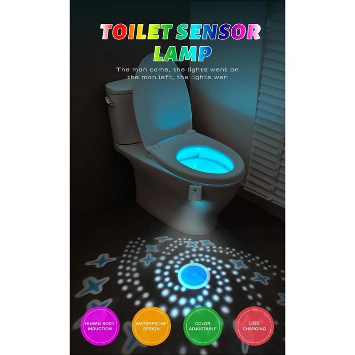 Ready Lampu Closet Led Sensor Gerak Multi Color / Lampu Toilet Waterproof / Penerangan Kamar Mandi