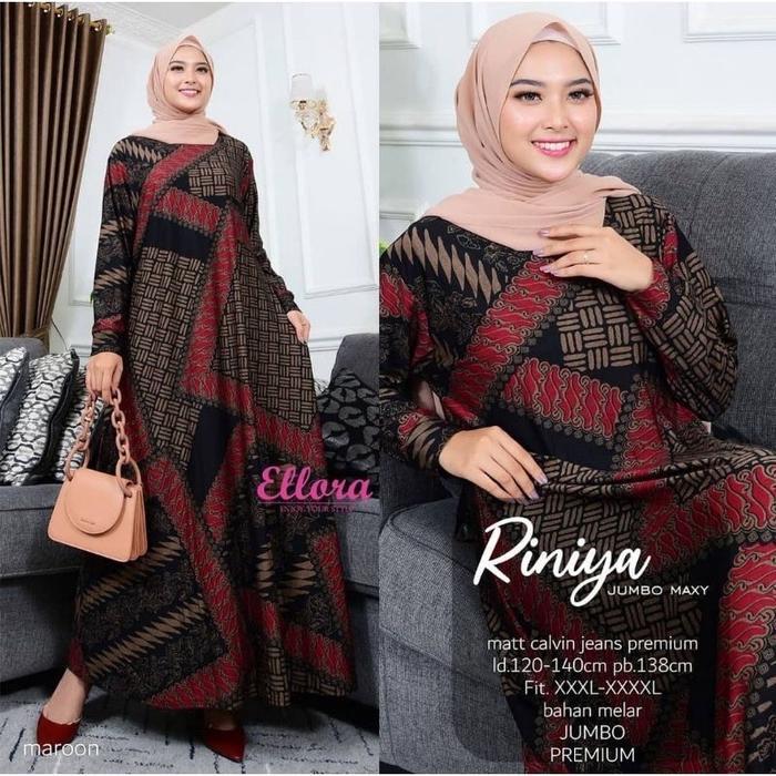RINIYA Maxy - Gamis BATIK Wanita Kaos Calvin Jeans Premium / R.25 - 023-5437 / R.26 - 022-6011 Melar