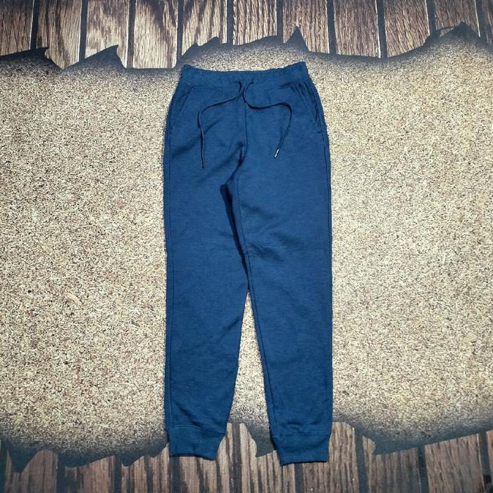 celana jogger pants UNIQLO HEATTECH daleman sherpa navy sweat relaxed pants piyama pria murah bagus 