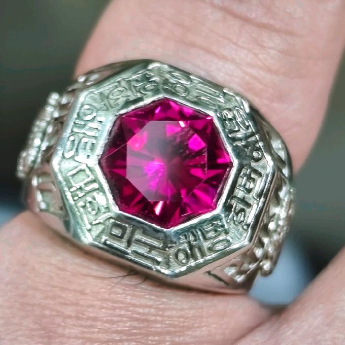 cincin perak pria batu merah
