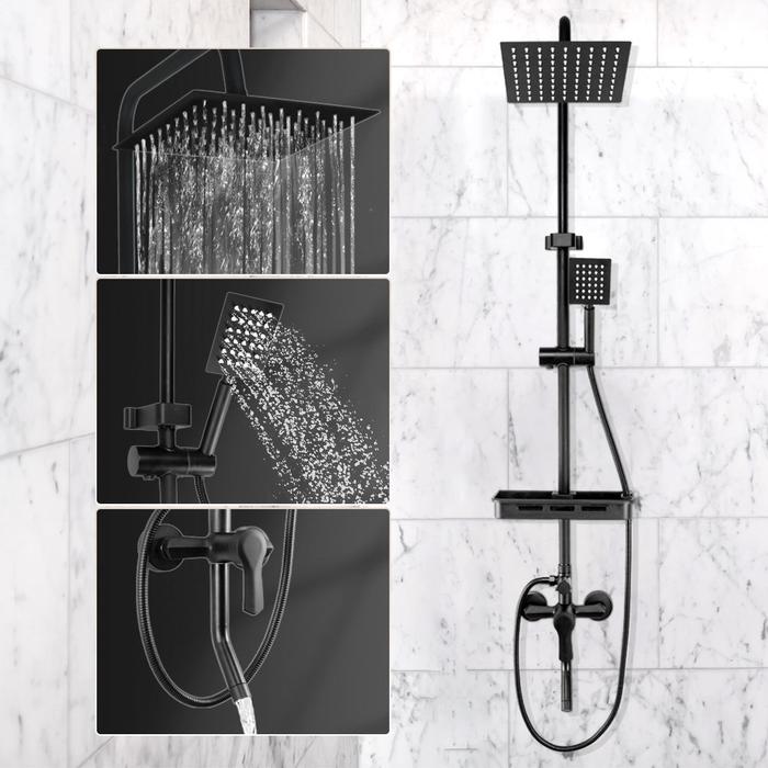 Set Keran Shower Kamar Mandi Keran Shower Tempel Dinding Hitam Keran