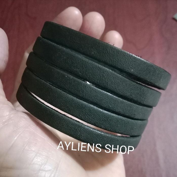 GELANG TANGAN KULIT MULTILAYER MODEL PUNK- GKUL098 HITAM