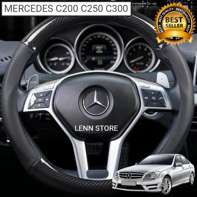 Cover Sarung Stir Carbon Mobil MERCEDES BENZ C200 C250 C300 C350 2011 2012 2013 2014 2015
