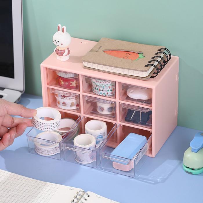 Kotak Laci Mini Perhiasan 9 Sekat Serbaguna / Storage Box Drawer Tempat Penyimpanan Peralatan Make U